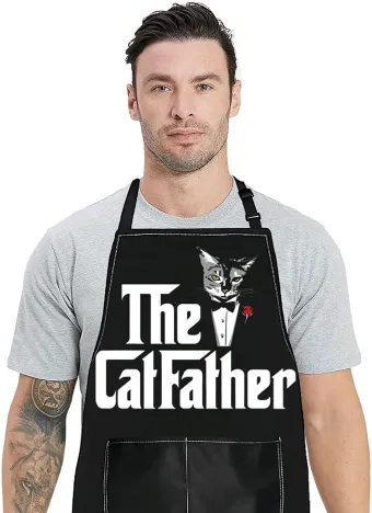 Bad Cat BBQ Apron Gift for Cat Dads